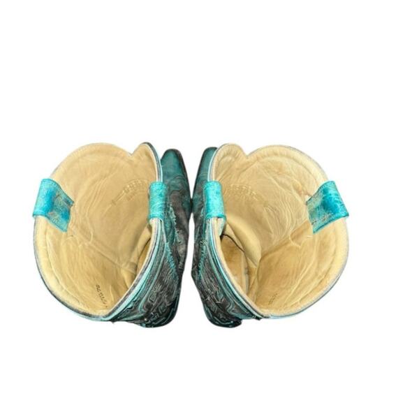 Corral Womens Snip Toe Boots R2266 Gray Turquoise With Glitter Inlay Size 9.5 M - Picture 5 of 11